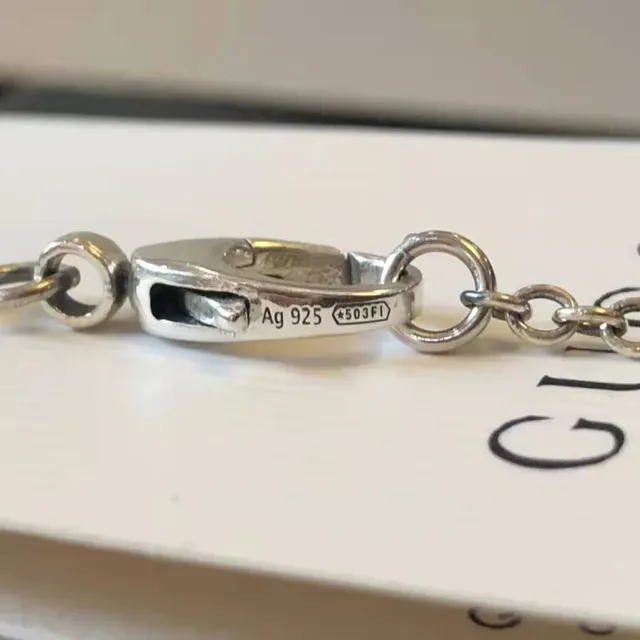 Gucci Tiger Silver Black Head Pendant Metal Necklace 2