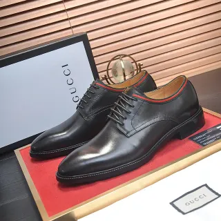 Gucci Web-Trimmed Oxford Black Red Cap-Toe Collar Oxford Shoes