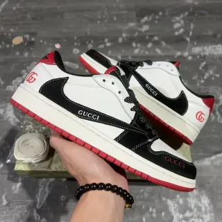 Gucci White Black Low-Top Leather-Suede Panelled Lifestyle Sneakers