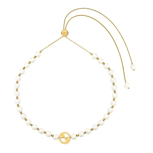 Gucci White Gold Pearl Strand Hardware Bracelet 8
