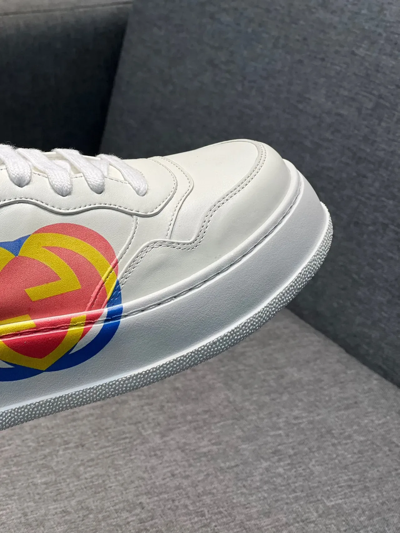 Gucci White Multicolor Leather Upper Chunky Platform Sole Lifestyle Sneakers 3