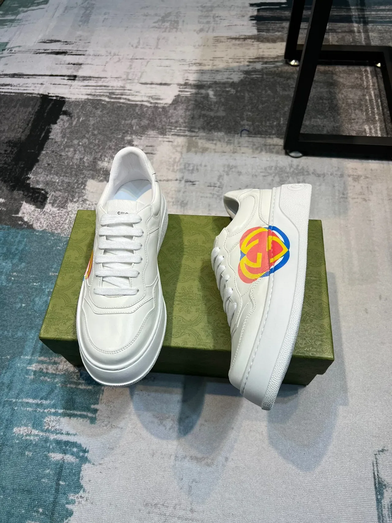 Gucci White Multicolor Leather Upper Chunky Platform Sole Lifestyle Sneakers 4