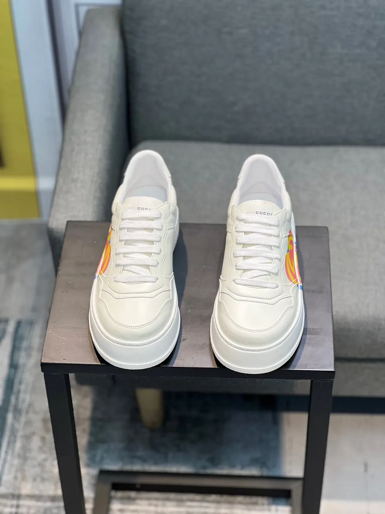 Gucci White Multicolor Leather Upper Chunky Platform Sole Lifestyle Sneakers 6