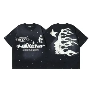 تي شيرت Hellstar أوفرسايز بطباعة جرافيك على الوجهين