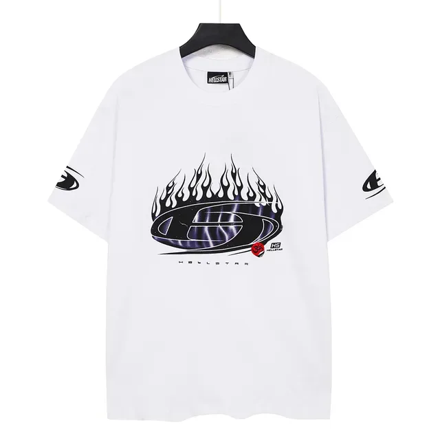 Camiseta branca Hellstar com estampa gráfica de logo de chama 3