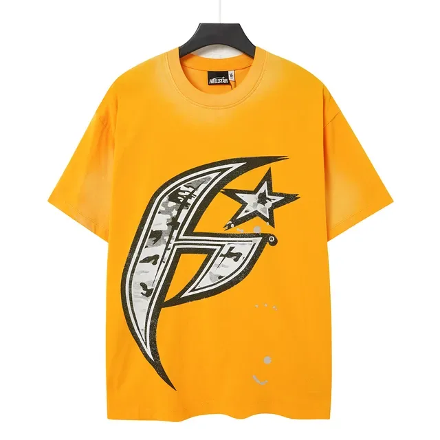 Camiseta oversized amarilla con estampado gráfico Hellstar 3