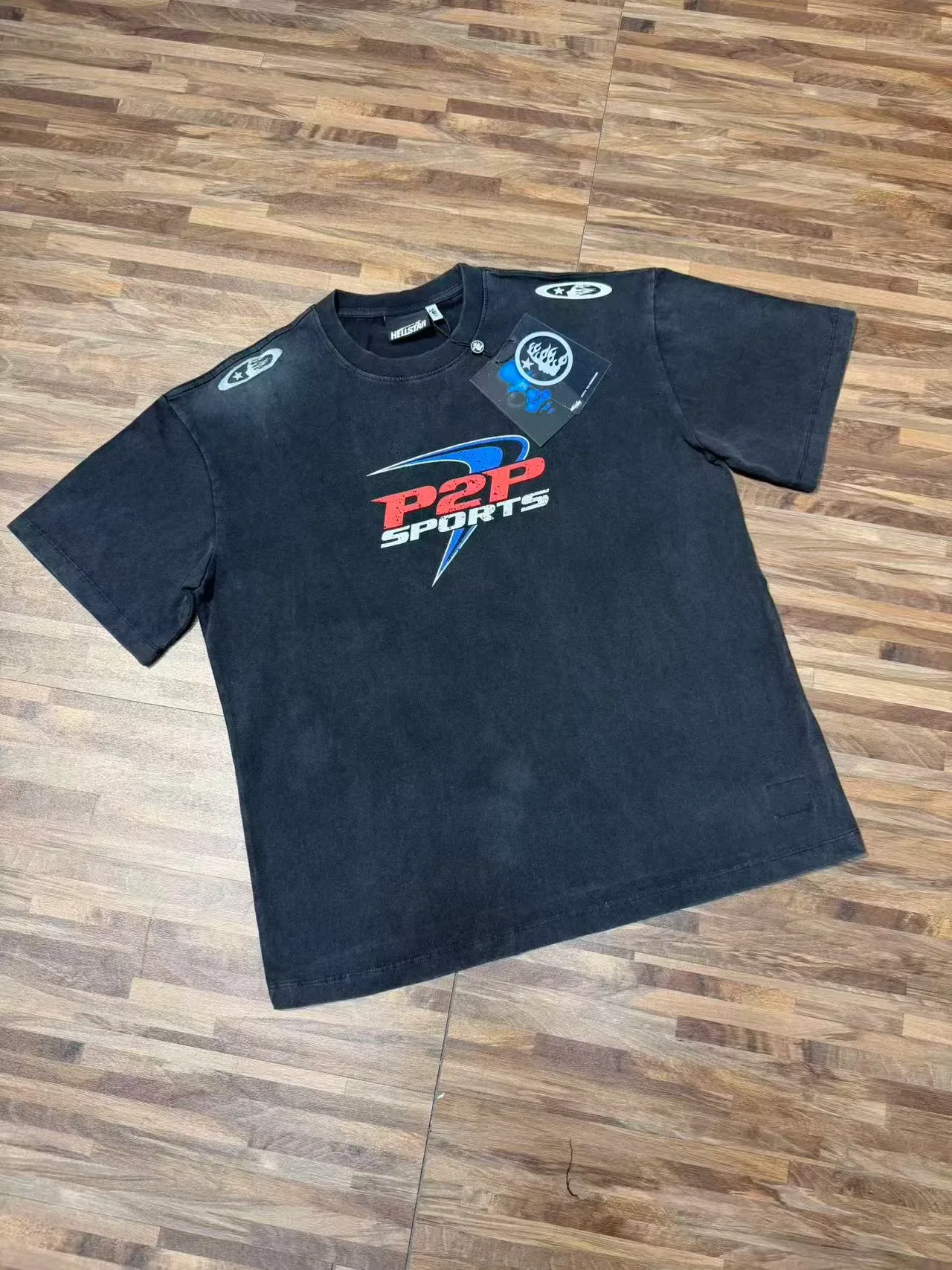 Hellstar P2P Sports Graphic Washed Black T-Shirt 2