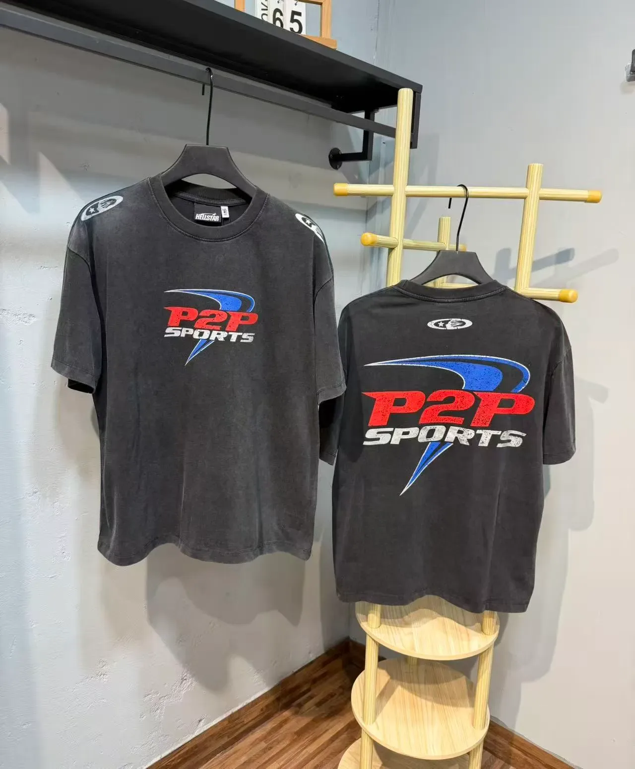 Hellstar P2P Sports Graphic Washed Black T-Shirt 5