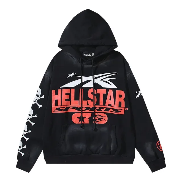 Hellstar 酸洗运动图形宽松连帽衫 4