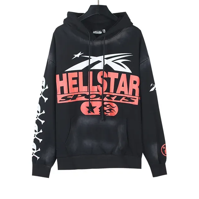 Hellstar 酸洗运动图形宽松连帽衫 9
