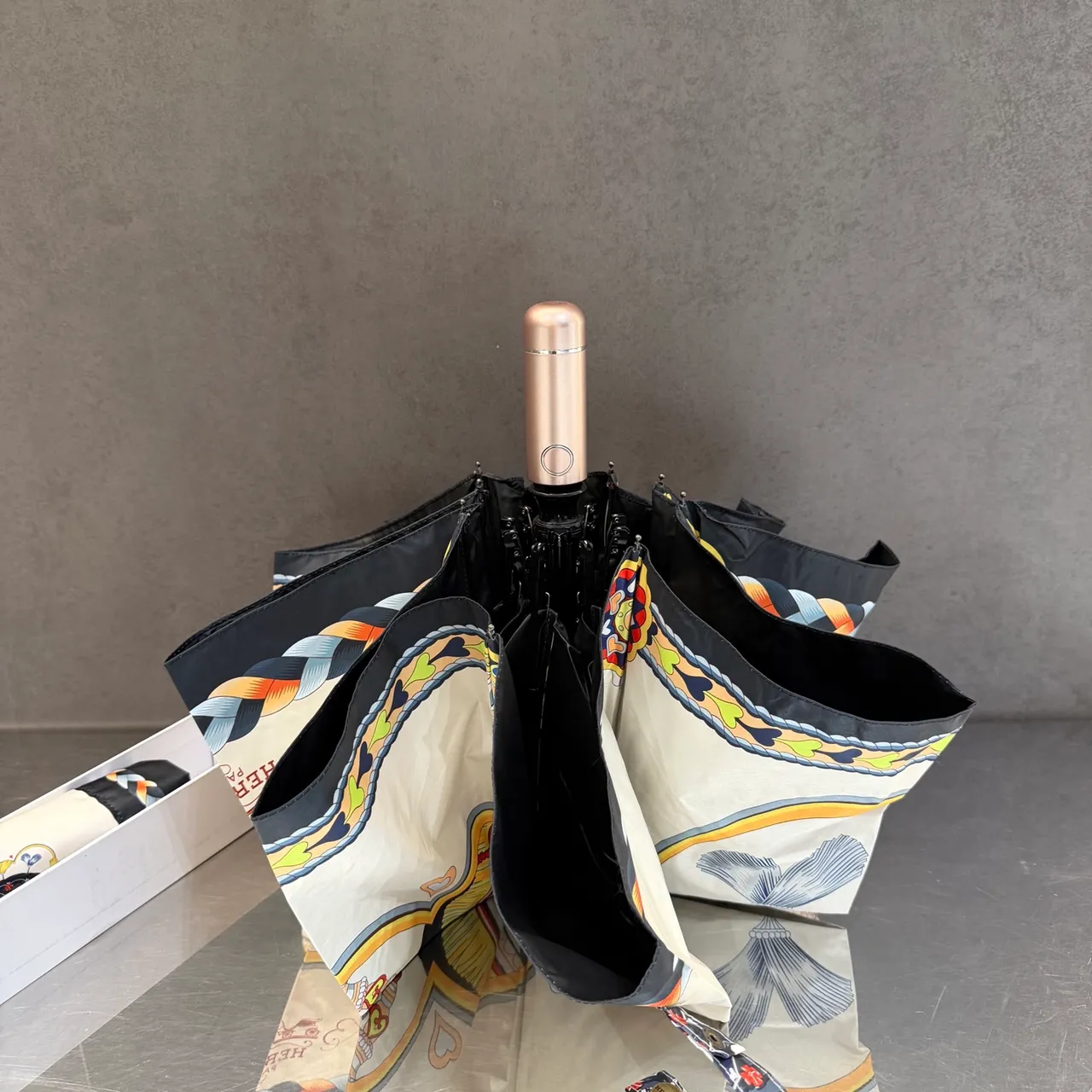 Hermès Beige Multicolor Equestrian-Print Silk-Finish Canopy Handbag 4
