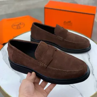 Hermès Marrom Preto Camurça Penny Loafer