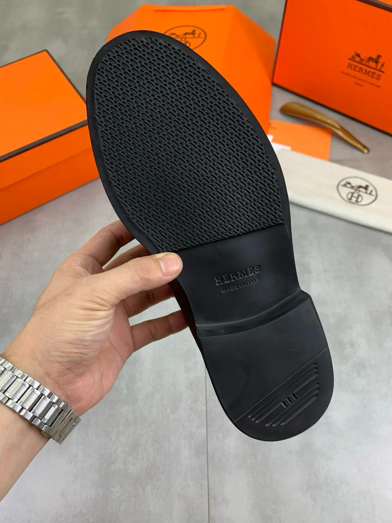 Hermès Brown Black Suede Upper Penny Loafer 4