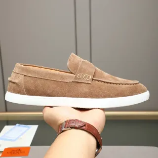 Hermès Mocassim Marrom Branco Suede Alça Penny