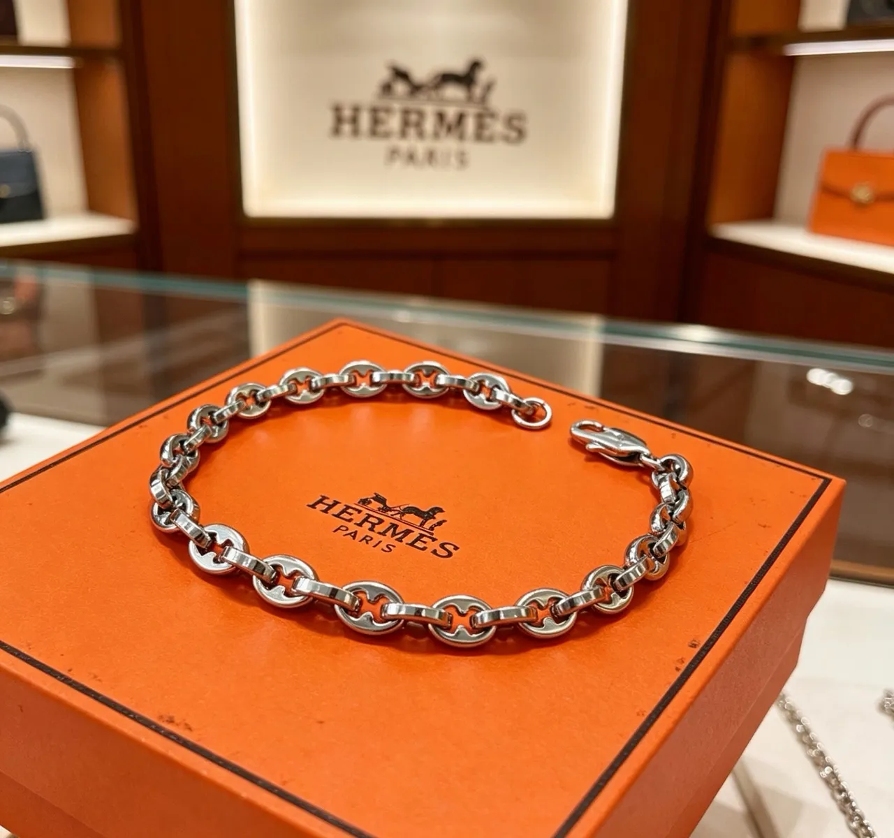 Hermès Chaine d'Ancre Polished Silver Link Bracelet 2