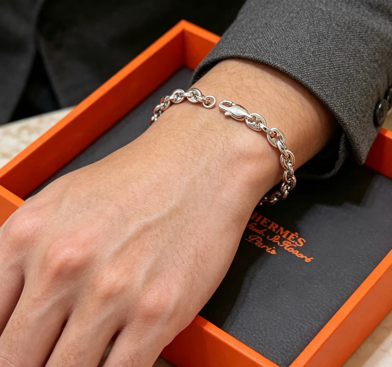 Hermès Chaine d'Ancre Polished Silver Link Bracelet 3