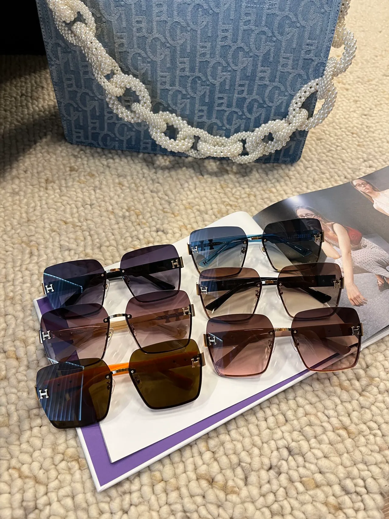 Hermès H Collection Rimless Gold-Tone Black Acetate Sunglasses 3