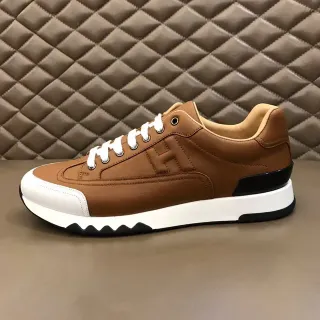 Hermès H Course Tan Leather and White Contrast Sole Lifestyle Sneaker