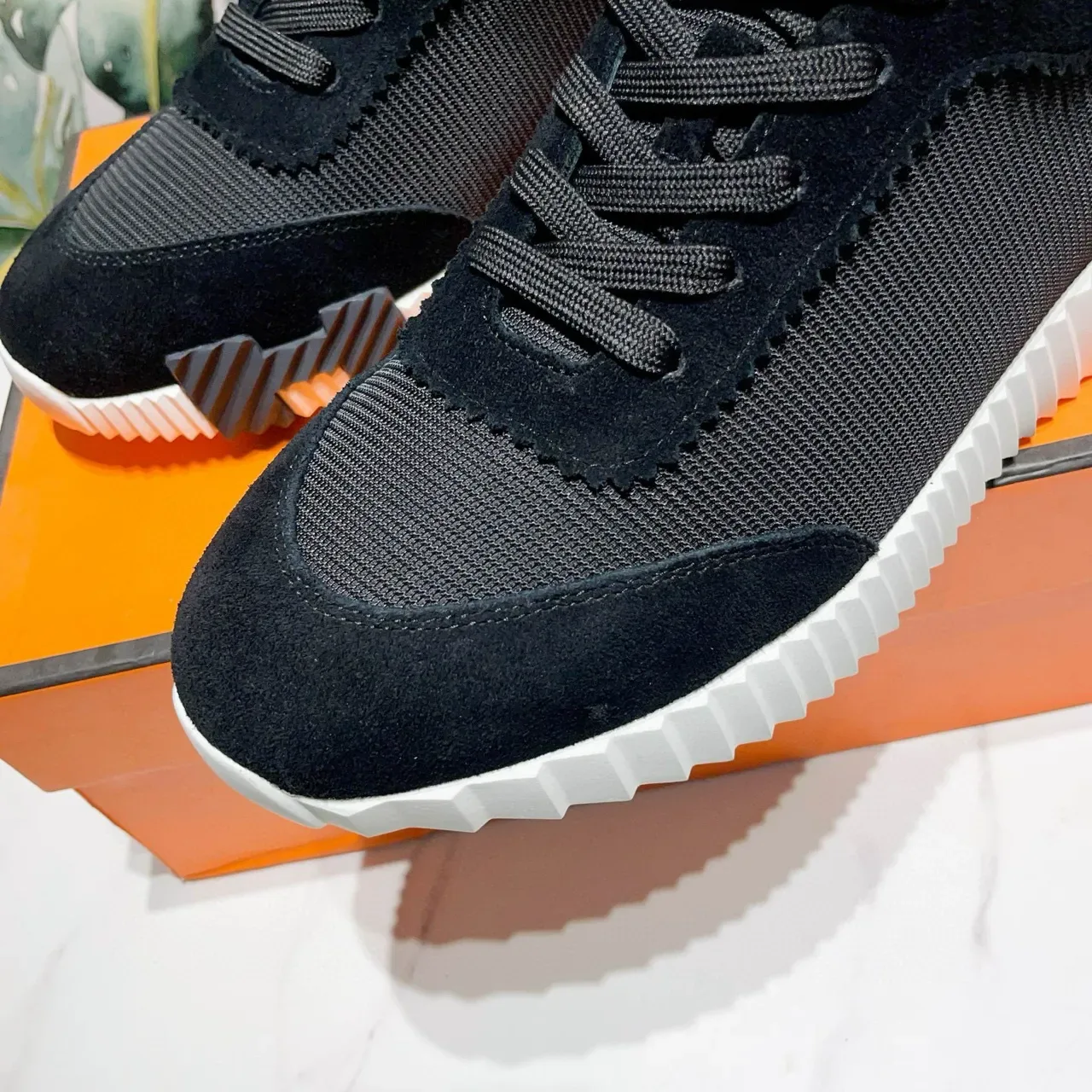Hermès H Cut Black Mesh Suede Lifestyle Sneakers 4