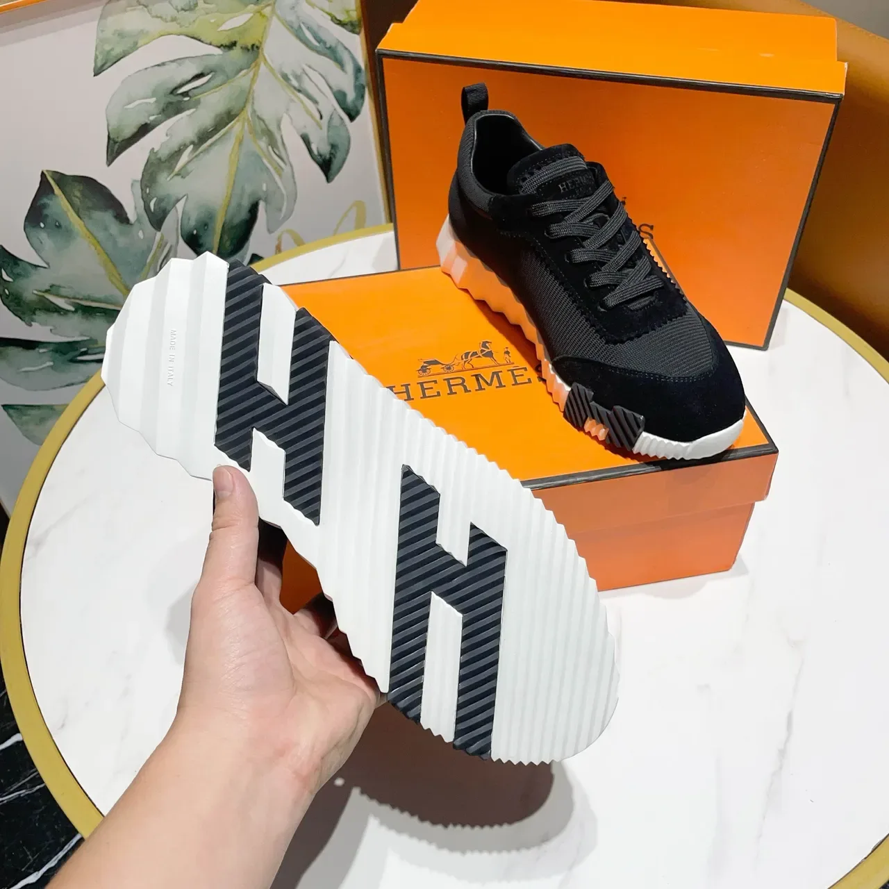 Hermès H Cut Black Mesh Suede Lifestyle Sneakers 5
