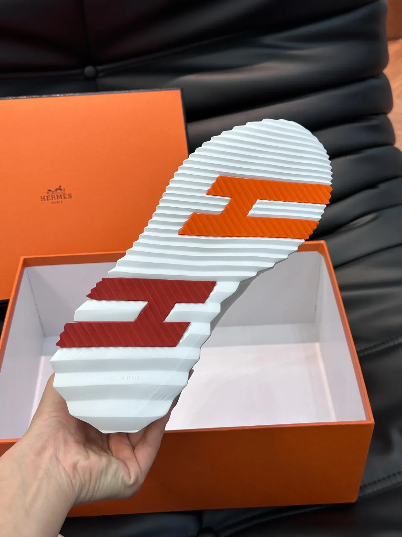Hermès H Cut White and Red Lifestyle Sneakers 2