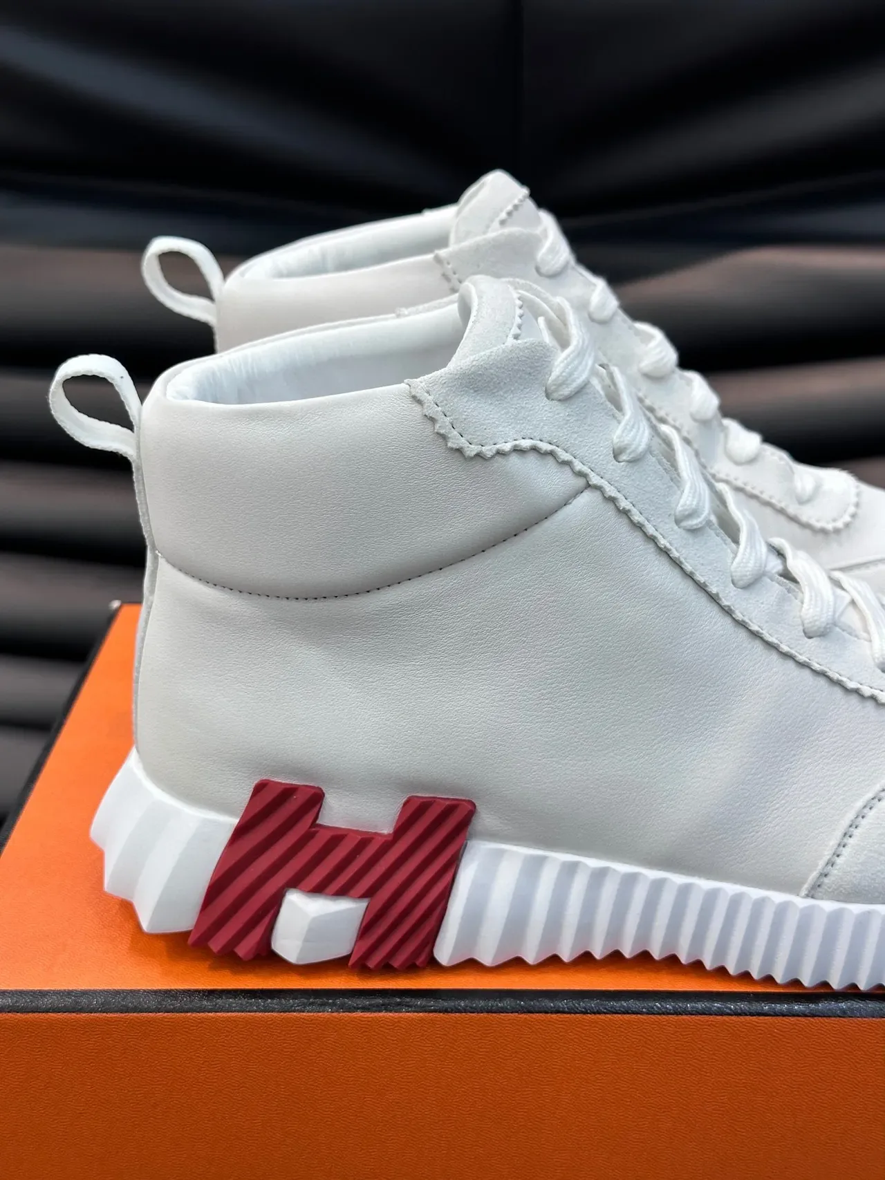 Hermès H Cut White and Red Lifestyle Sneakers 6