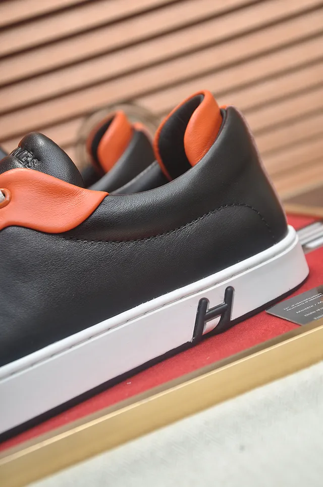 Hermès H-Logo Sneaker Black Orange Leather Lifestyle Sneakers 2