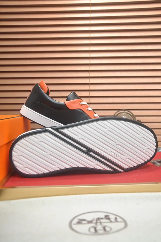 Hermès H-Logo Sneaker Black Orange Leather Lifestyle Sneakers 3