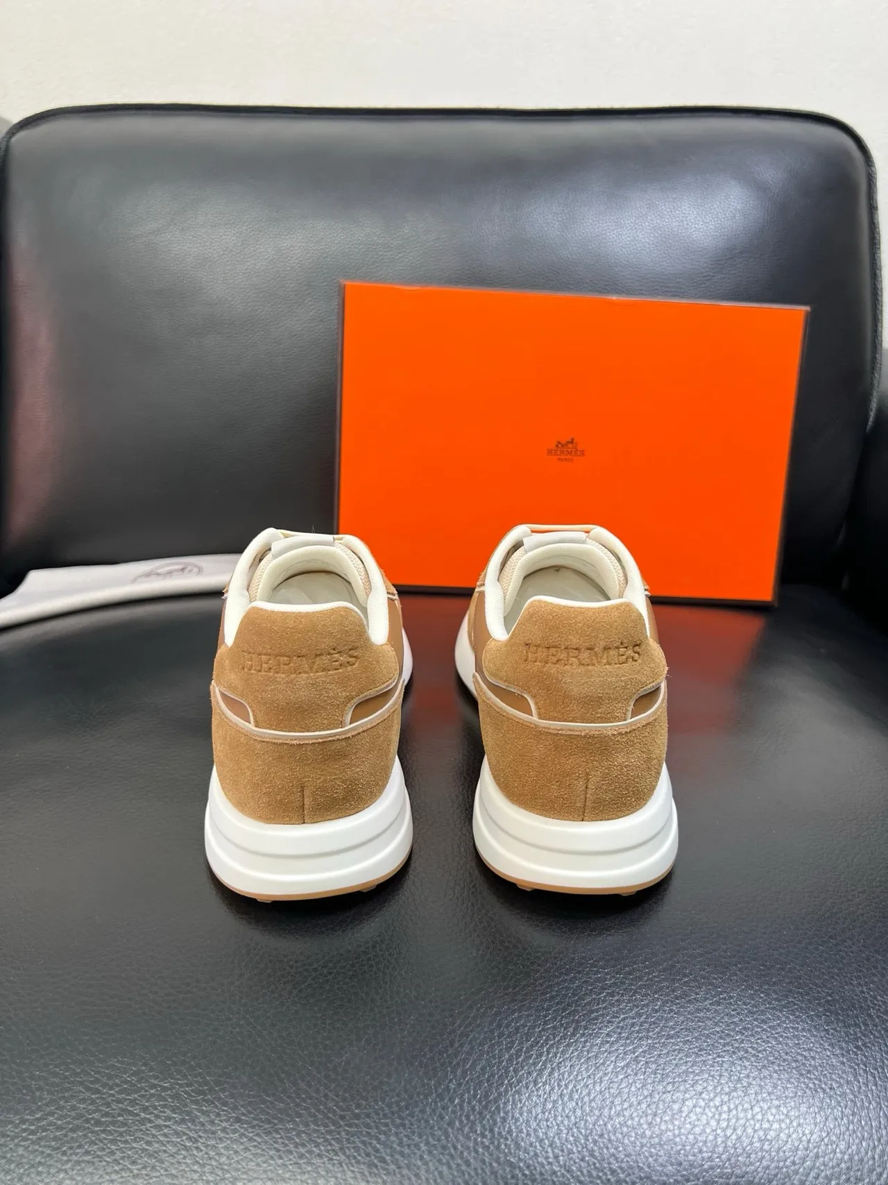 Hermès H-Racer Tan and Beige Lifestyle Sneakers 3