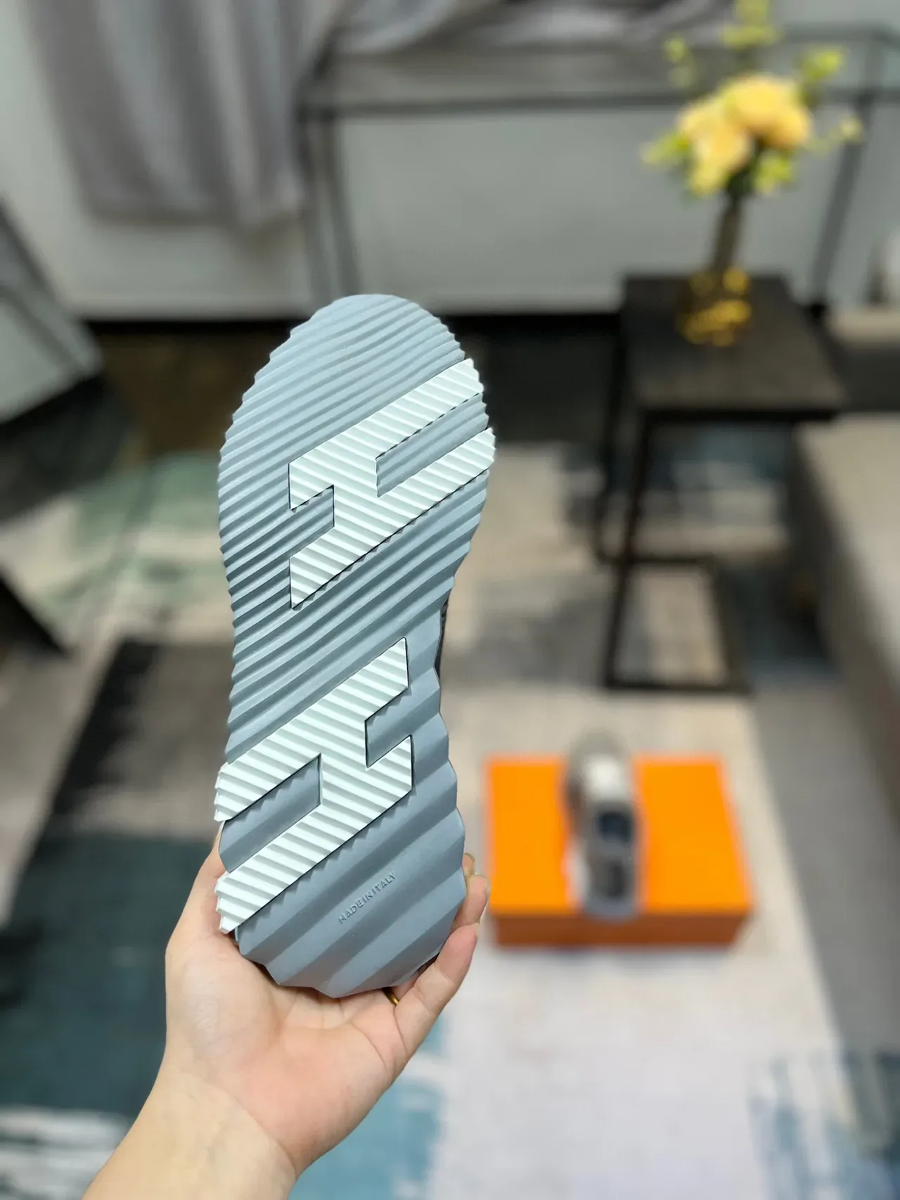 Hermès H-Ride Tênis Lifestyle de Camurça Cinza e Nylon 9
