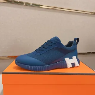Hermès H-Ride Navy Blue Mesh-Suede Lifestyle Sneaker