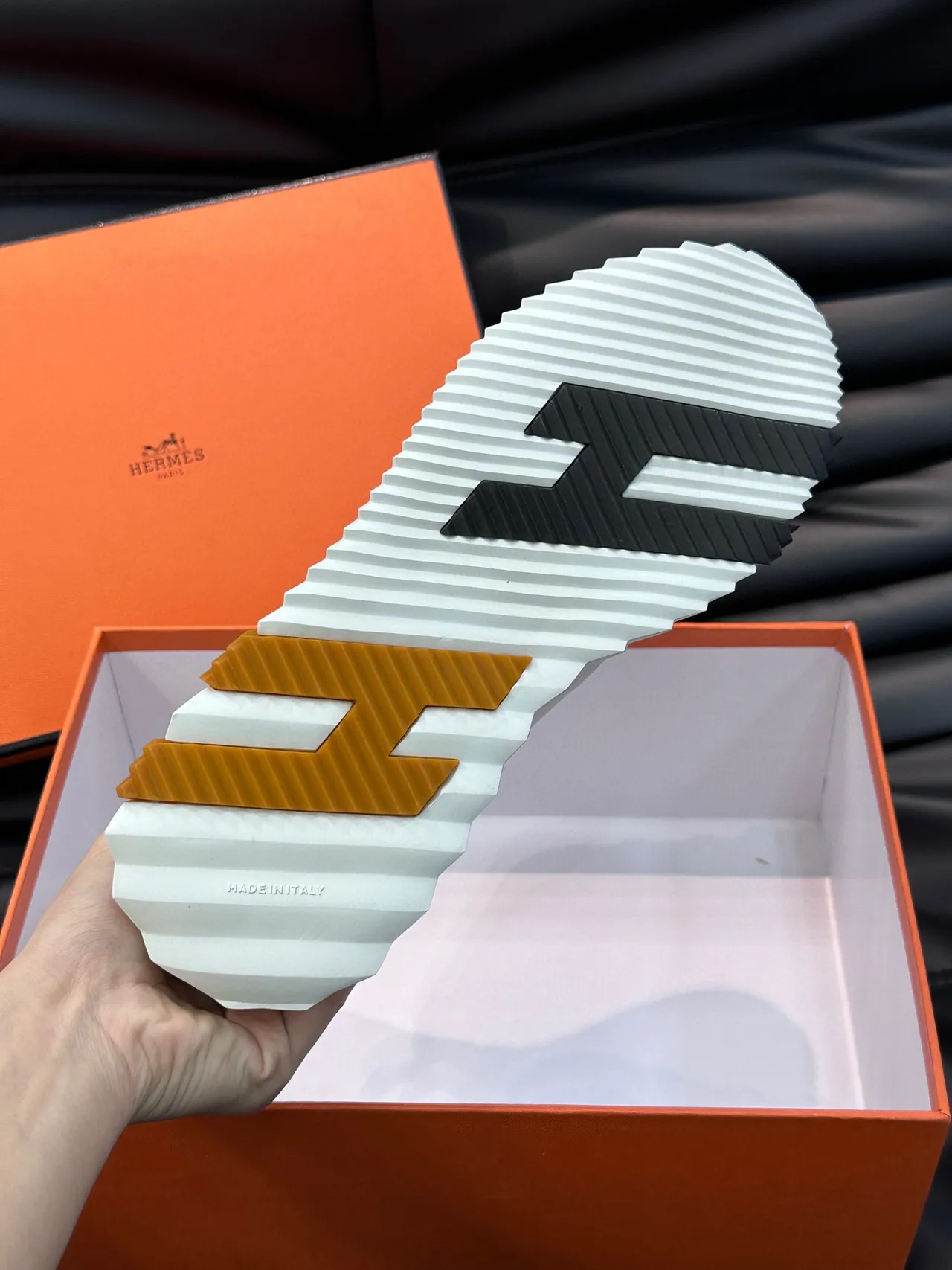 Hermès H-Ride White and Tan Lifestyle Sneakers 2