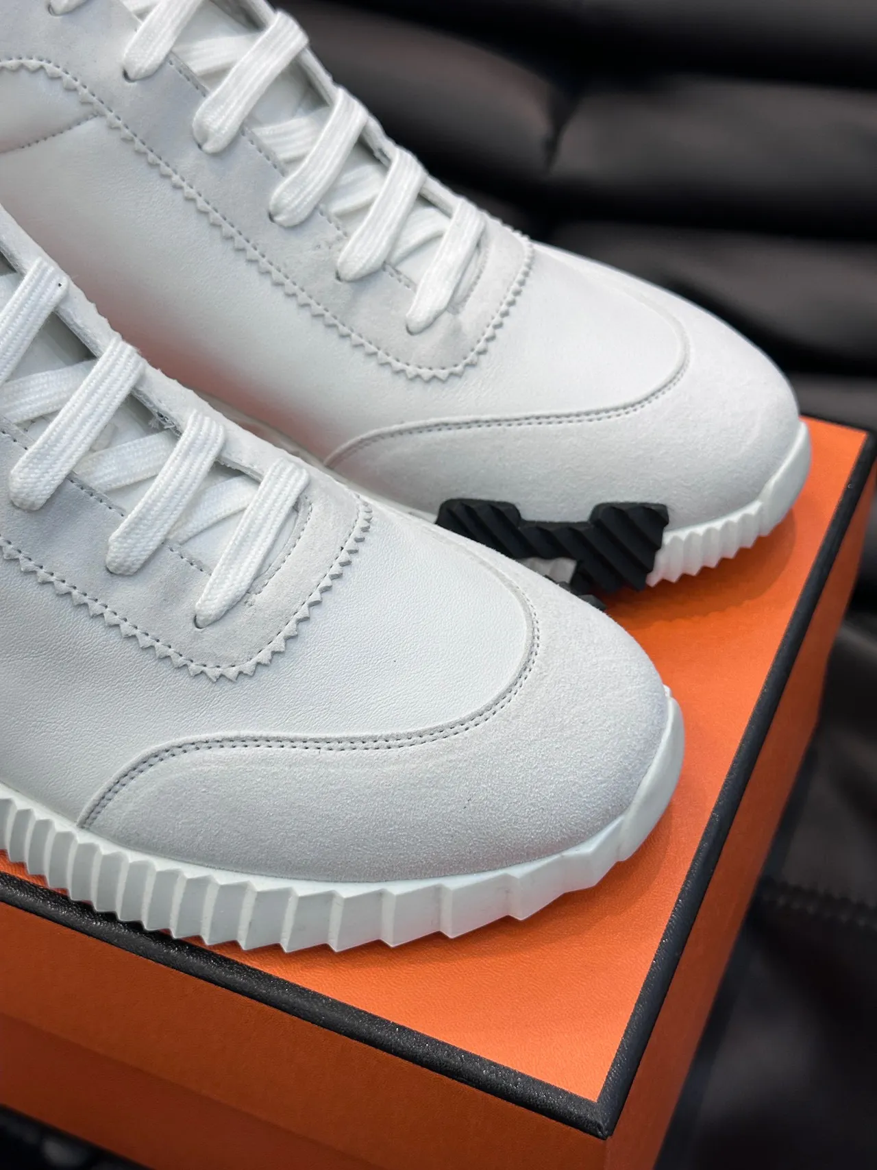 Hermès H-Ride White and Tan Lifestyle Sneakers 7
