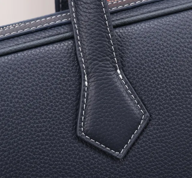 Hermès Herbag Navy Blue Structured Pebbled Leather Briefcase Handbag 5