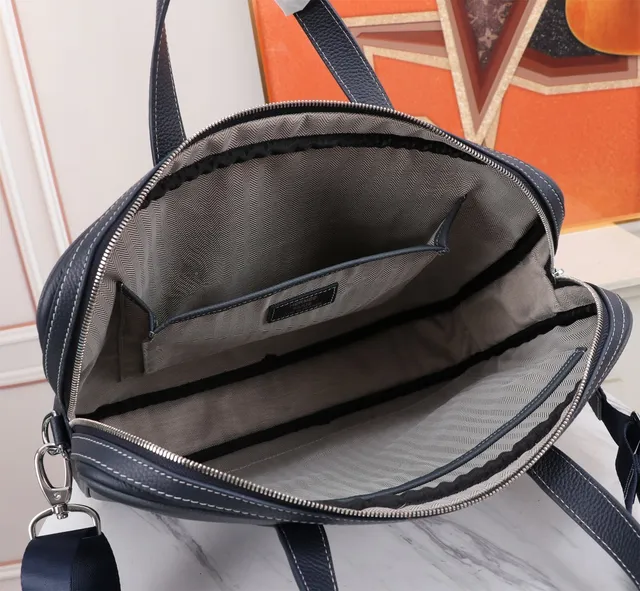 Hermès Herbag Navy Blue Structured Pebbled Leather Briefcase Handbag 7