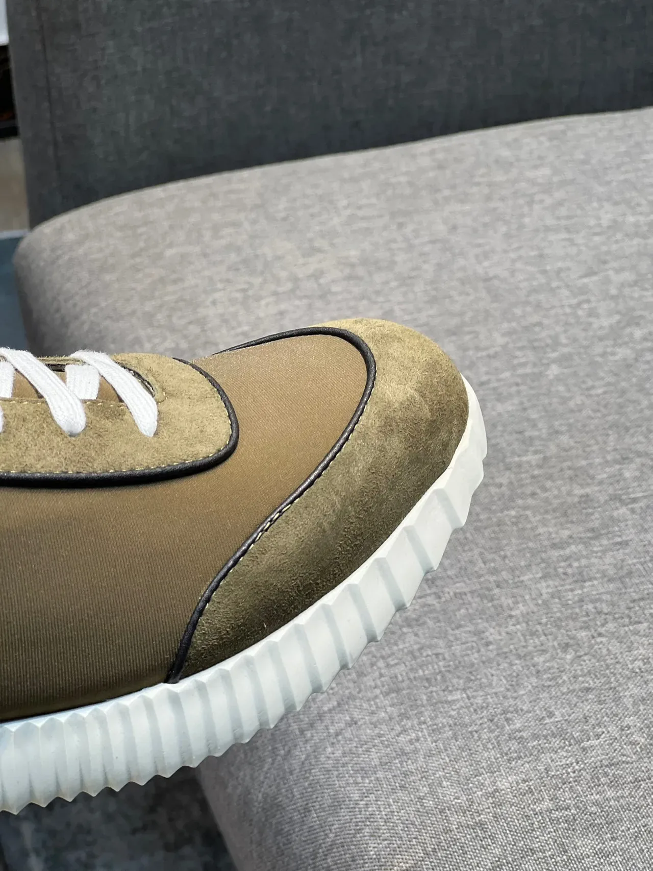 Hermès Olive Green Suede and Leather High-Top Lifestyle Sneaker 3