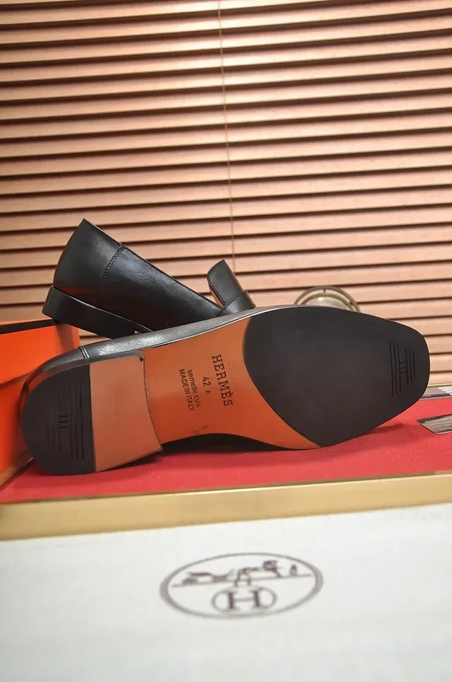 Hermès Oran Black Leather H-Buckle Loafer 3
