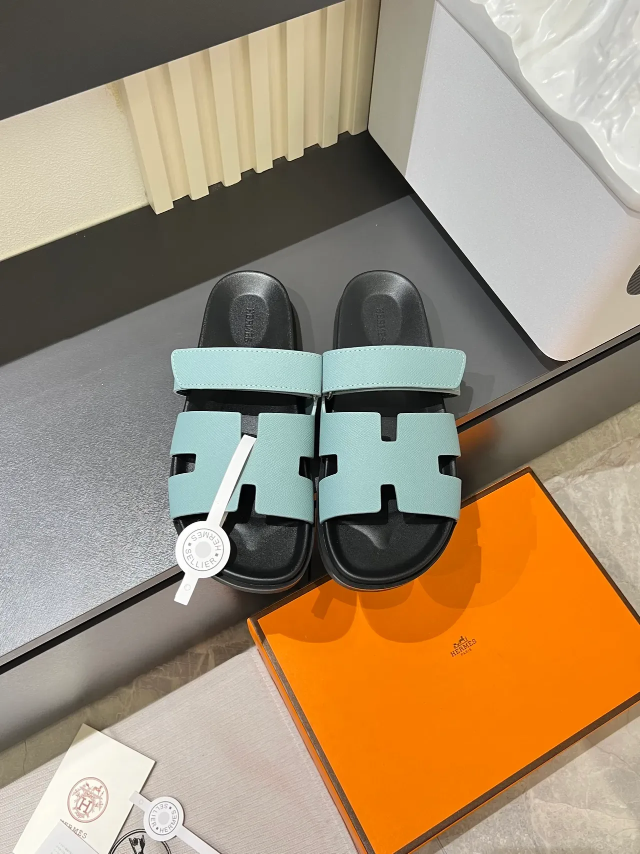 Hermès Oran H-Strap Leather Slide Slippers 3