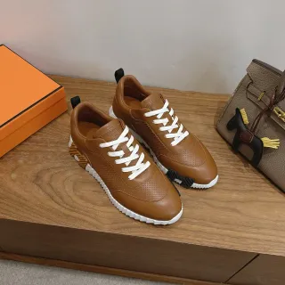 Hermès Oran Tan Perforated Leather Lifestyle Sneakers