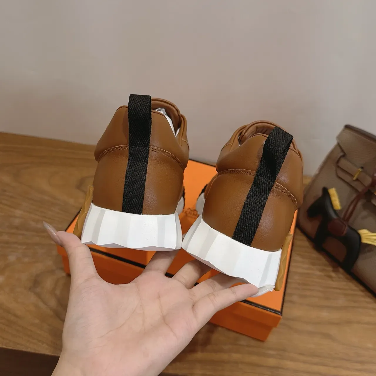 Hermès Oran Tan Perforated Leather Lifestyle Sneakers 2