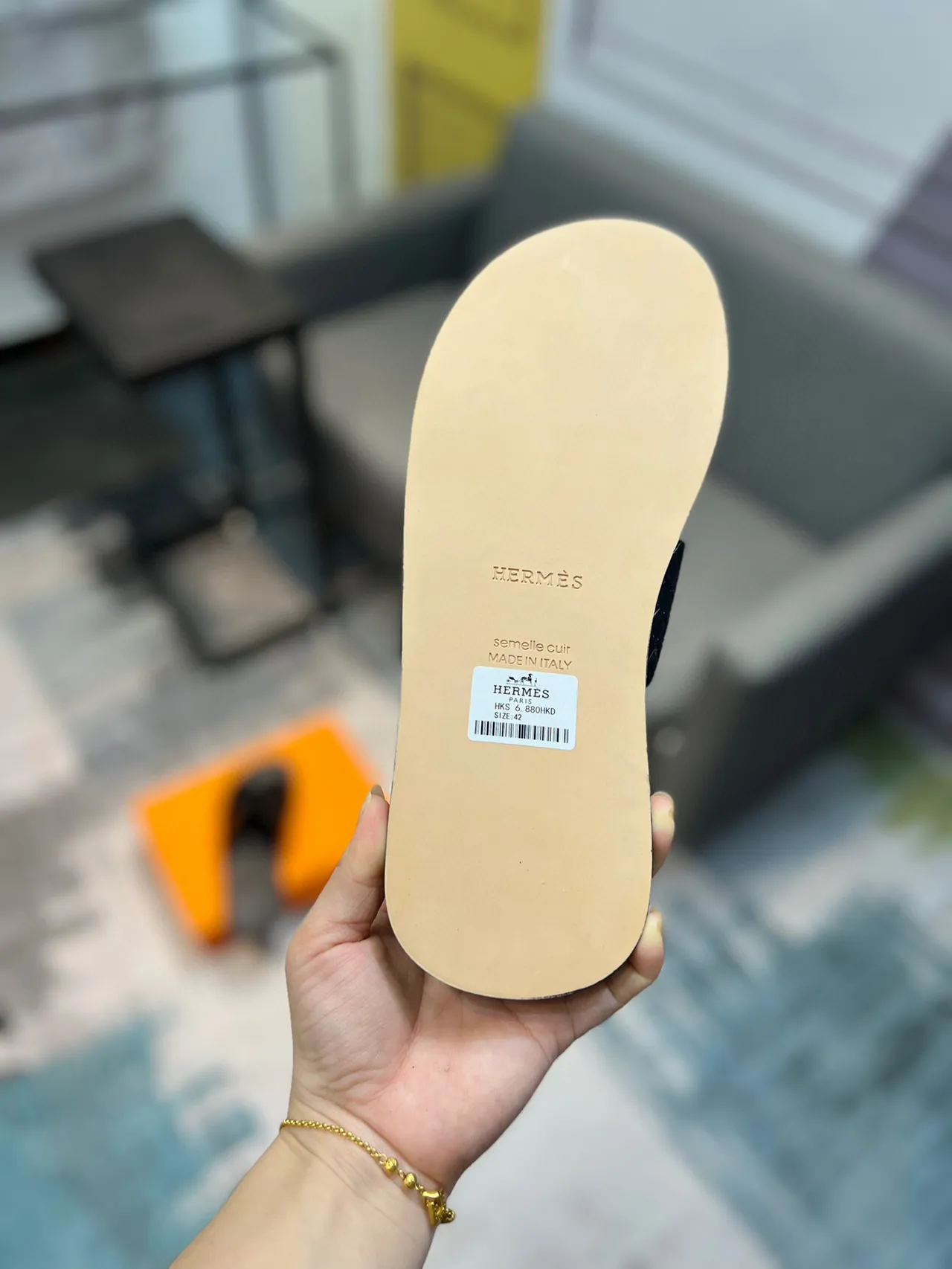 Hermès Oran Woven Leather Black Slippers 8