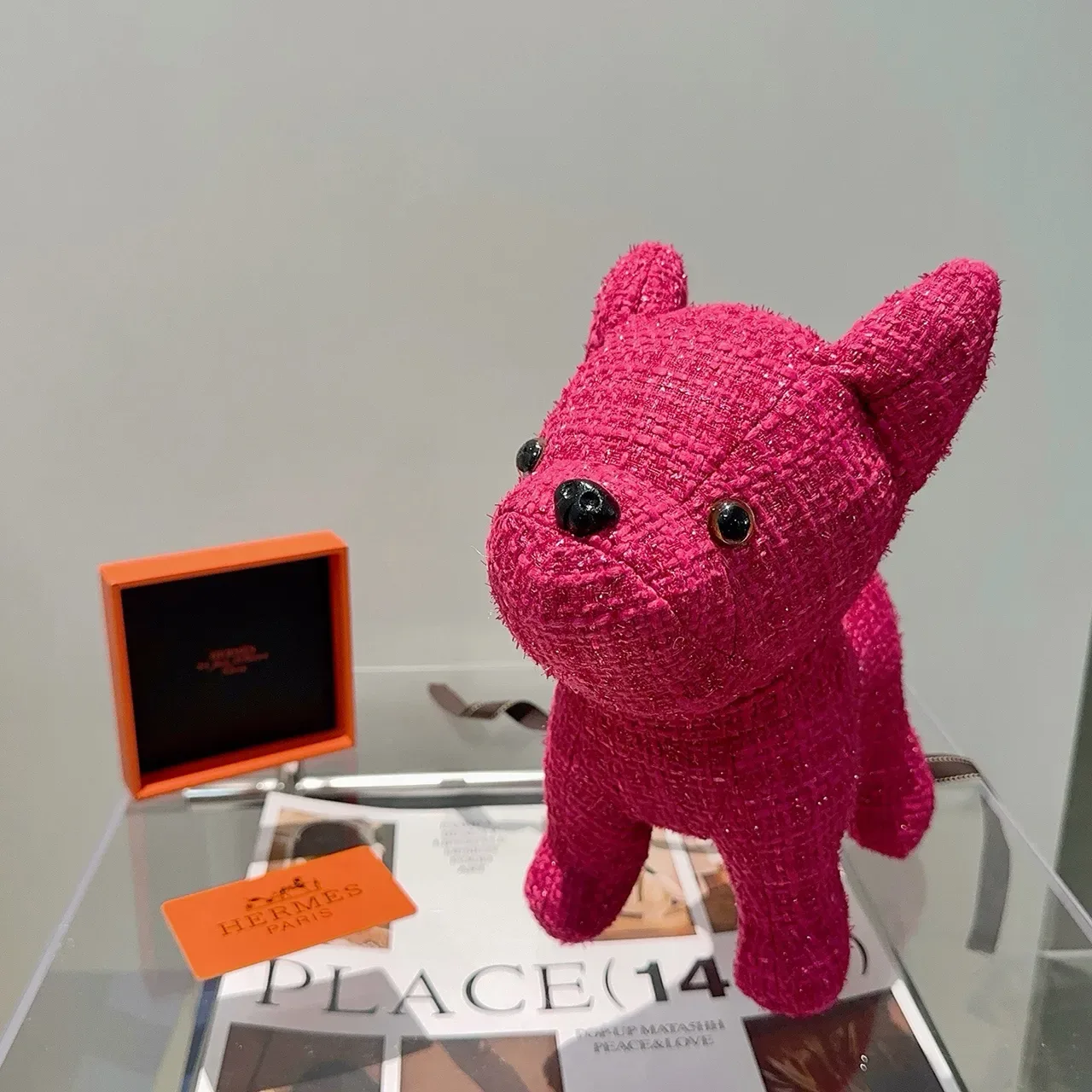 Hermès Pink Black Tweed-Textured Glitter-Infused Handbag 5