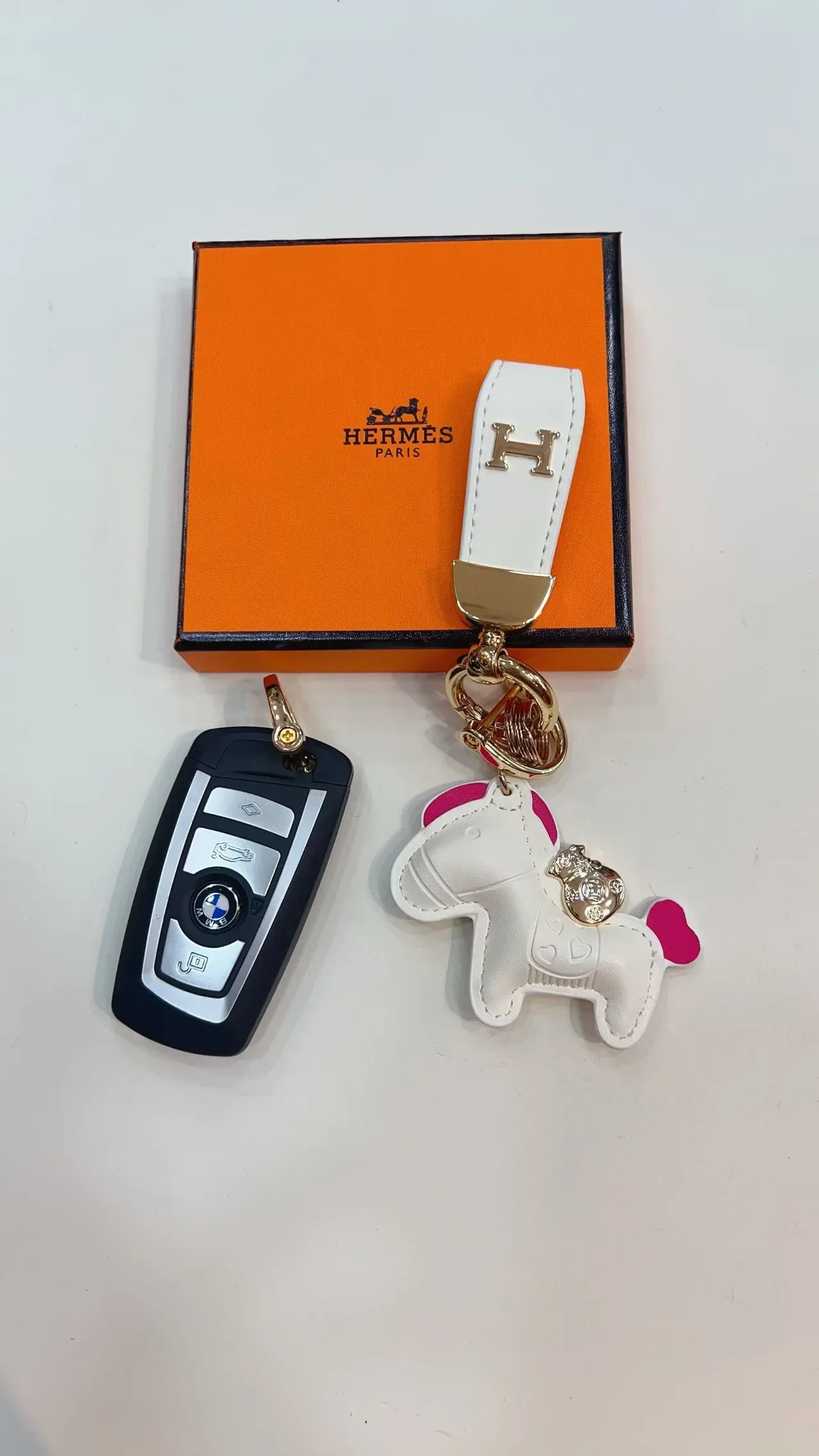 Hermès Rodeo Orange Blue Leather Horse Charm H-Logo Strap Handbag 7