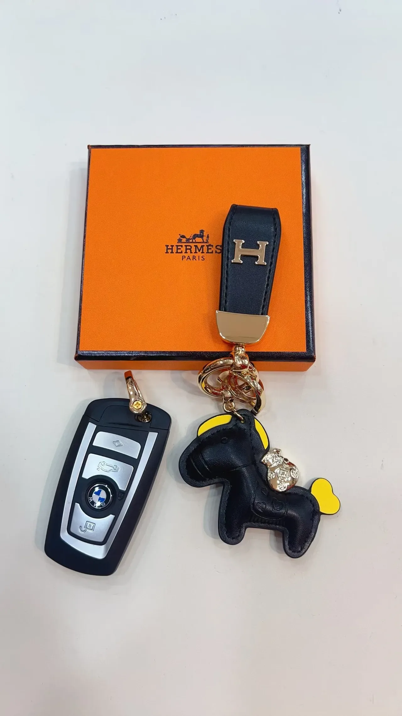 Hermès Rodeo Orange Blue Leather Horse Charm H-Logo Strap Handbag 10