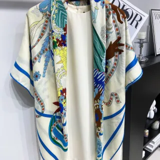 Hermès Spring Dance 140cm 蓝色丝绸围巾
