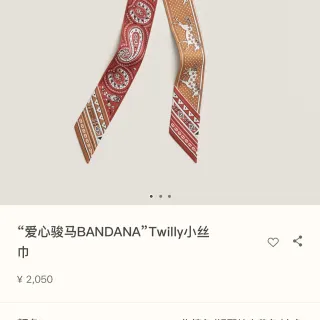 Hermès Twilly 红米色窄版印花帕夏与马术图案丝巾