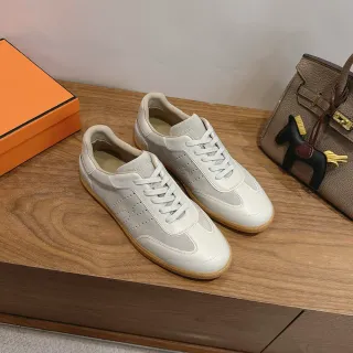 Hermès Two-Tone Perforated Leather Suede Sneakers