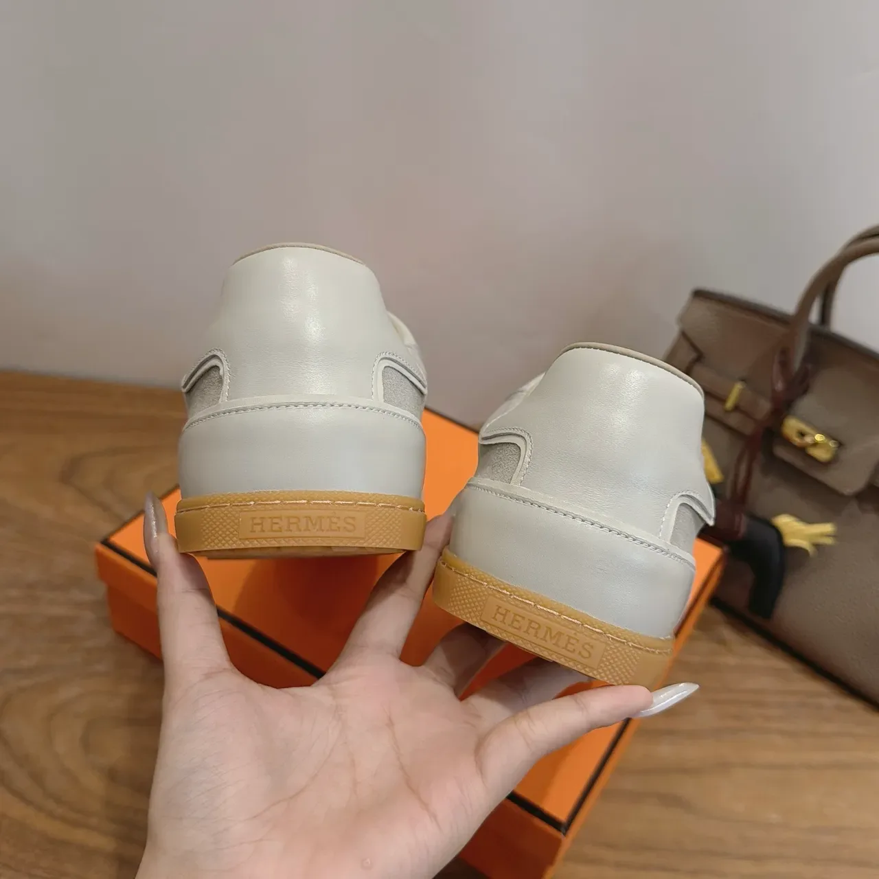 Hermès Two-Tone Perforated Leather Suede Sneakers 3