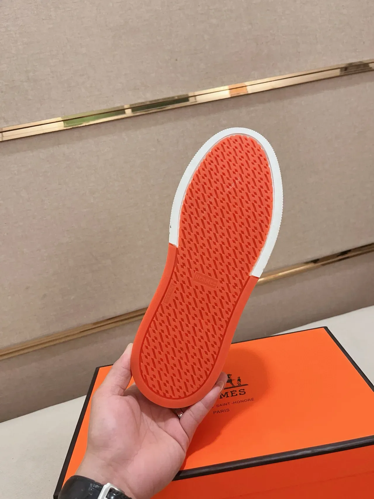 Hermès White and Orange Platform Sneaker 3