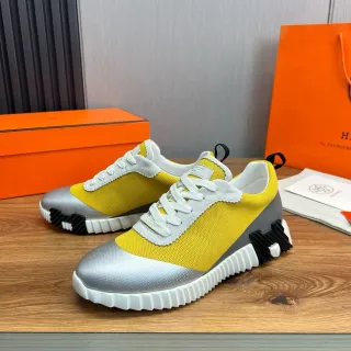 Hermès Yellow Silver Color-Blocked Sculpted Sole Sneakers
